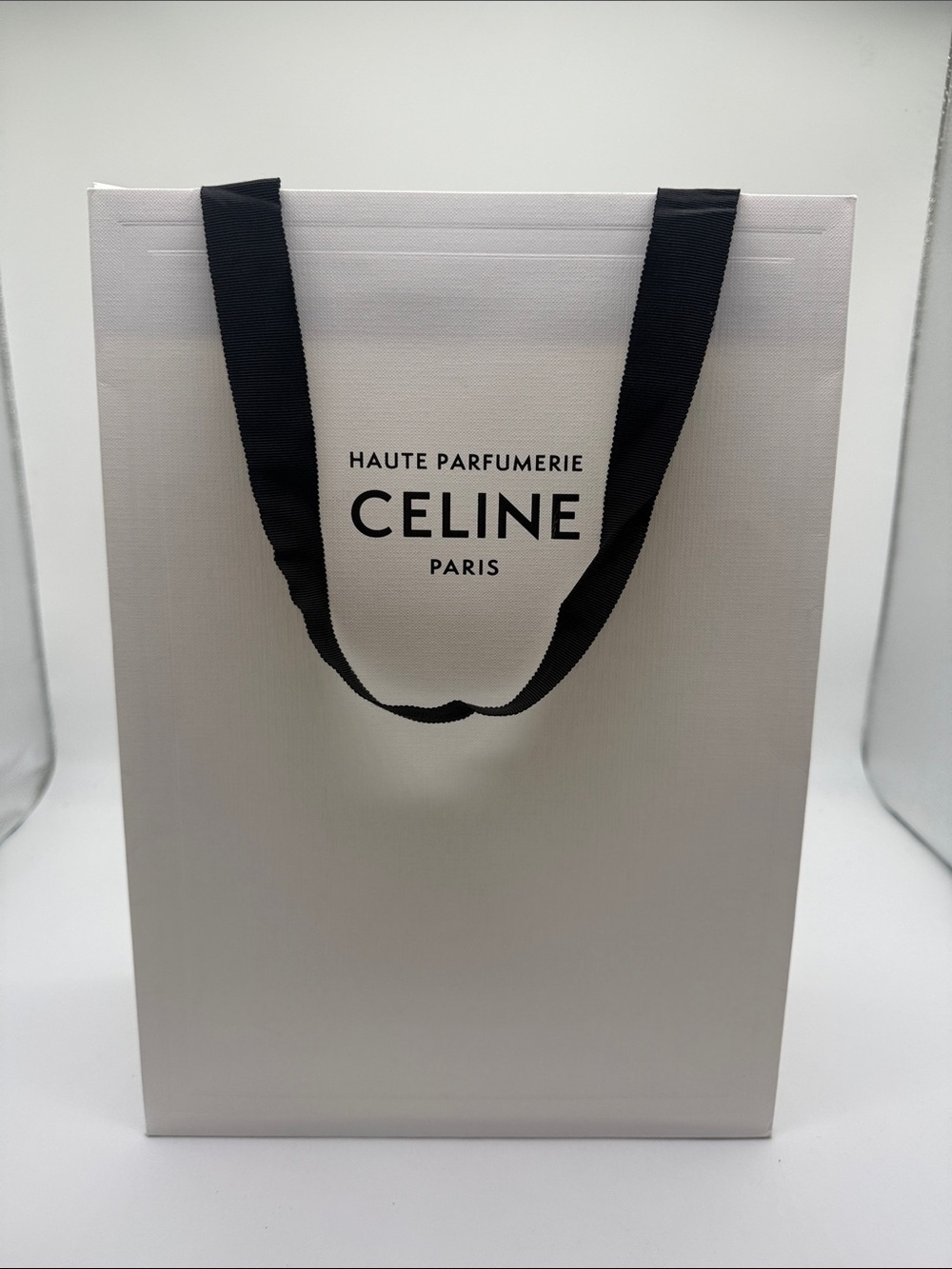 Celine White Empty Shopping Bag Tote Black Handles